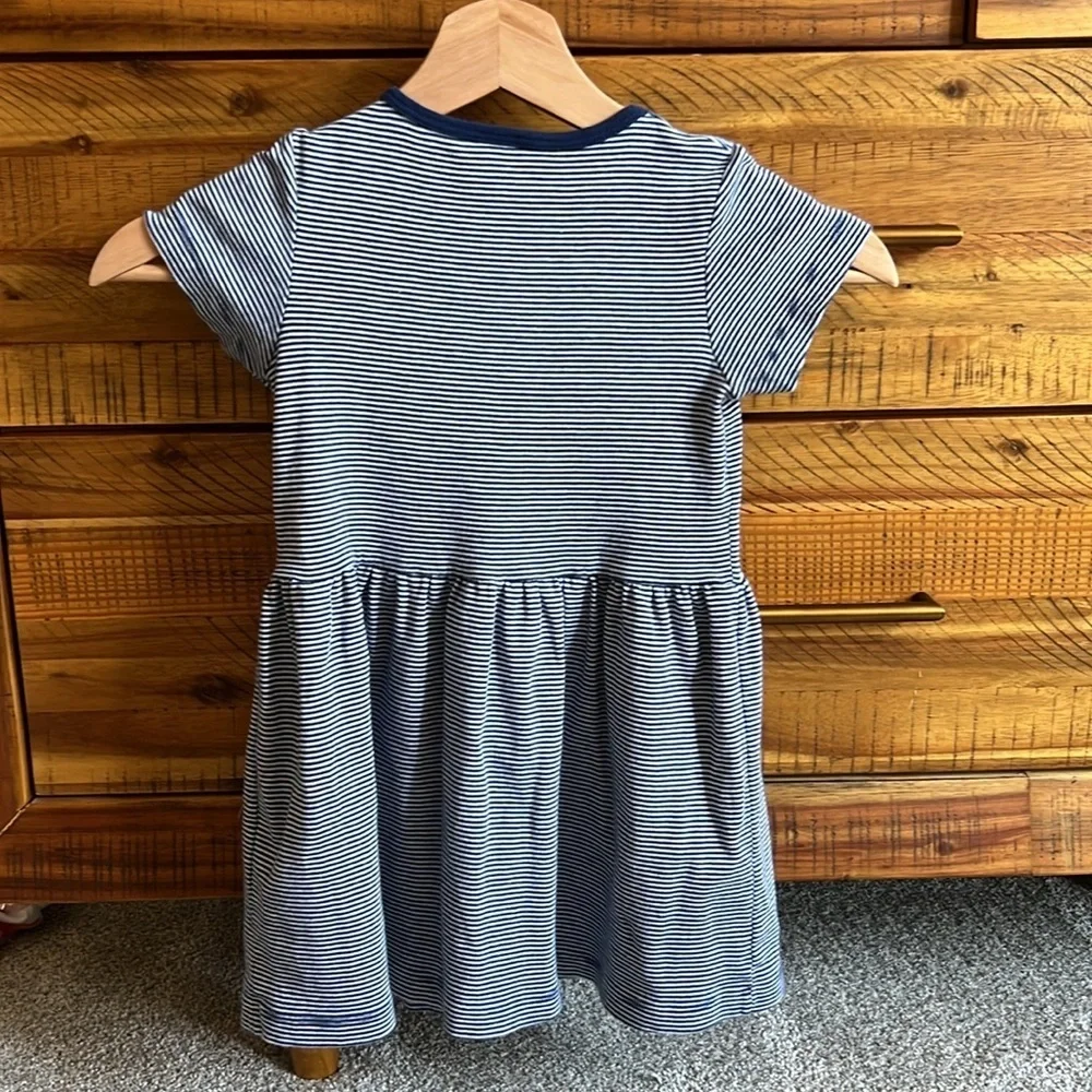 PETIT BATEAU X WATER FAMILY GIRLS' DRESS Striped Kids Dress with Wave Print